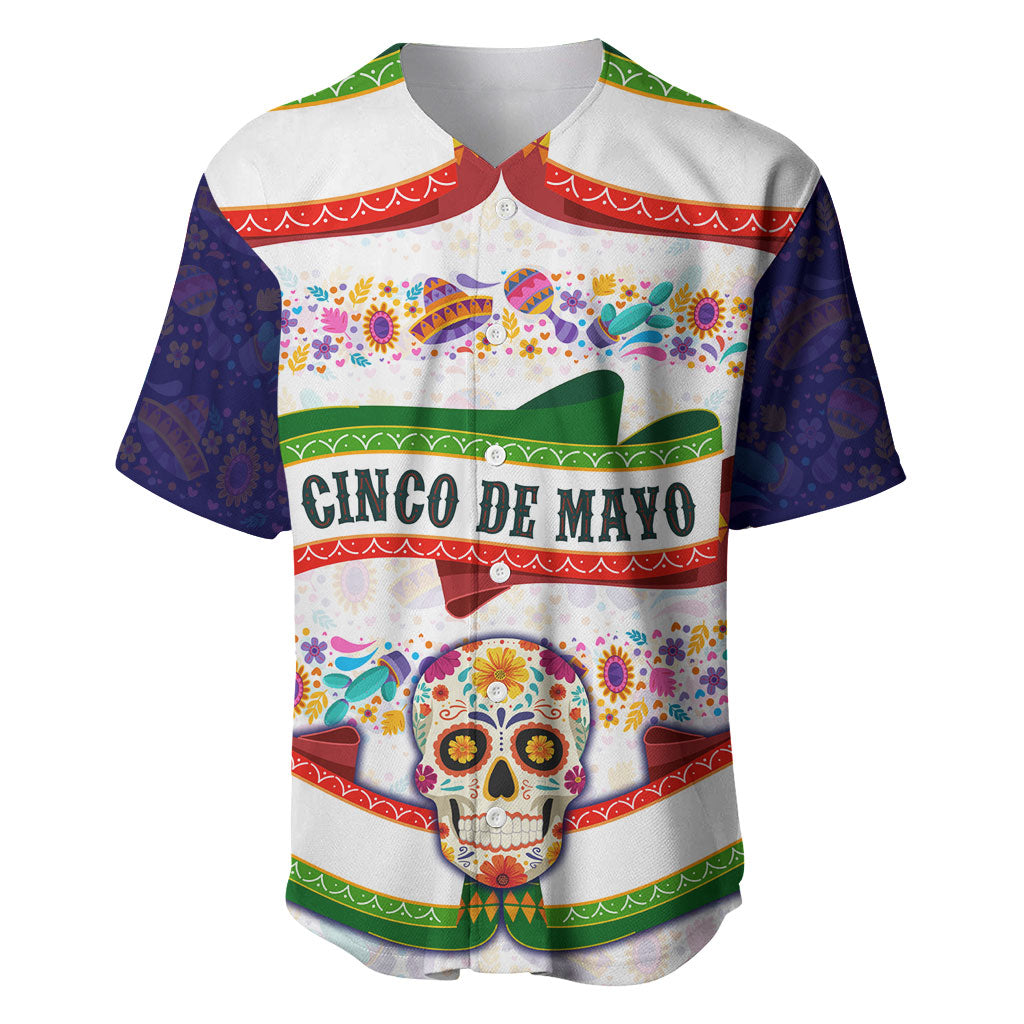 Cinco De Mayo Sugar Skull Mariachi Baseball Jersey Mexican Fiesta Floral Skeleton Guitar Folk Art