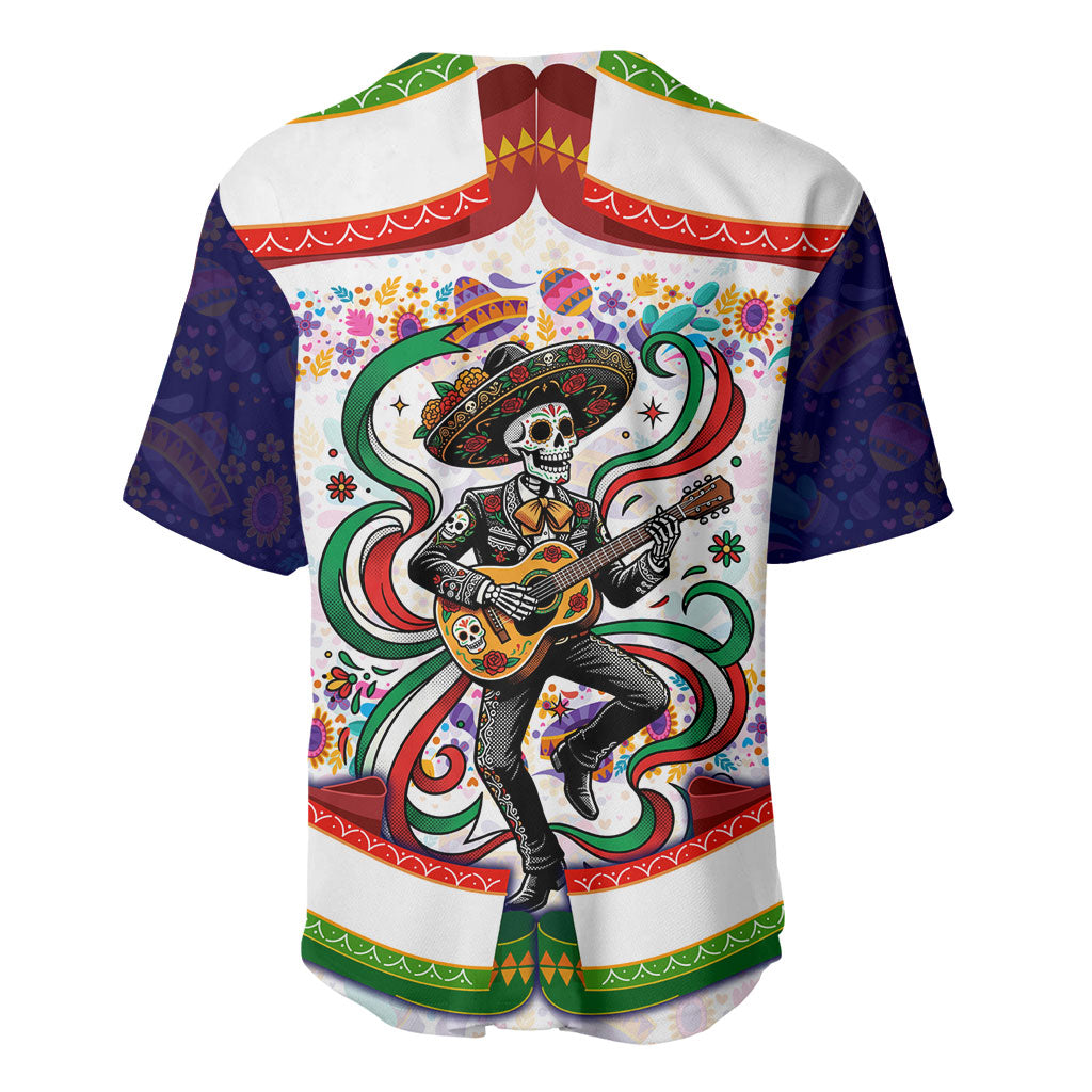 Cinco De Mayo Sugar Skull Mariachi Baseball Jersey Mexican Fiesta Floral Skeleton Guitar Folk Art