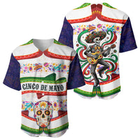 Cinco De Mayo Sugar Skull Mariachi Baseball Jersey Mexican Fiesta Floral Skeleton Guitar Folk Art