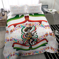 Cinco De Mayo Sugar Skull Mariachi Bedding Set Mexican Fiesta Floral Skeleton Guitar Folk Art