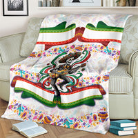 Cinco De Mayo Sugar Skull Mariachi Blanket Mexican Fiesta Floral Skeleton Guitar Folk Art