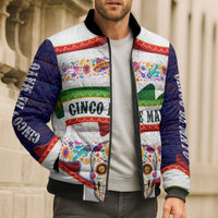 Cinco De Mayo Sugar Skull Mariachi Bomber Puffer Jacket Mexican Fiesta Floral Skeleton Guitar Folk Art