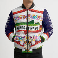 Cinco De Mayo Sugar Skull Mariachi Bomber Puffer Jacket Mexican Fiesta Floral Skeleton Guitar Folk Art