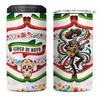 Cinco De Mayo Sugar Skull Mariachi 4 in 1 Can Cooler Tumbler Mexican Fiesta Floral Skeleton Guitar Folk Art