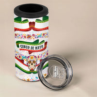 Cinco De Mayo Sugar Skull Mariachi 4 in 1 Can Cooler Tumbler Mexican Fiesta Floral Skeleton Guitar Folk Art