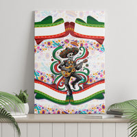 Cinco De Mayo Sugar Skull Mariachi Canvas Wall Art Mexican Fiesta Floral Skeleton Guitar Folk Art