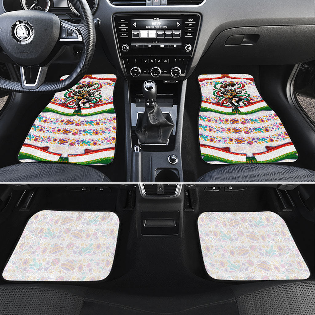 Cinco De Mayo Sugar Skull Mariachi Car Mats Mexican Fiesta Floral Skeleton Guitar Folk Art