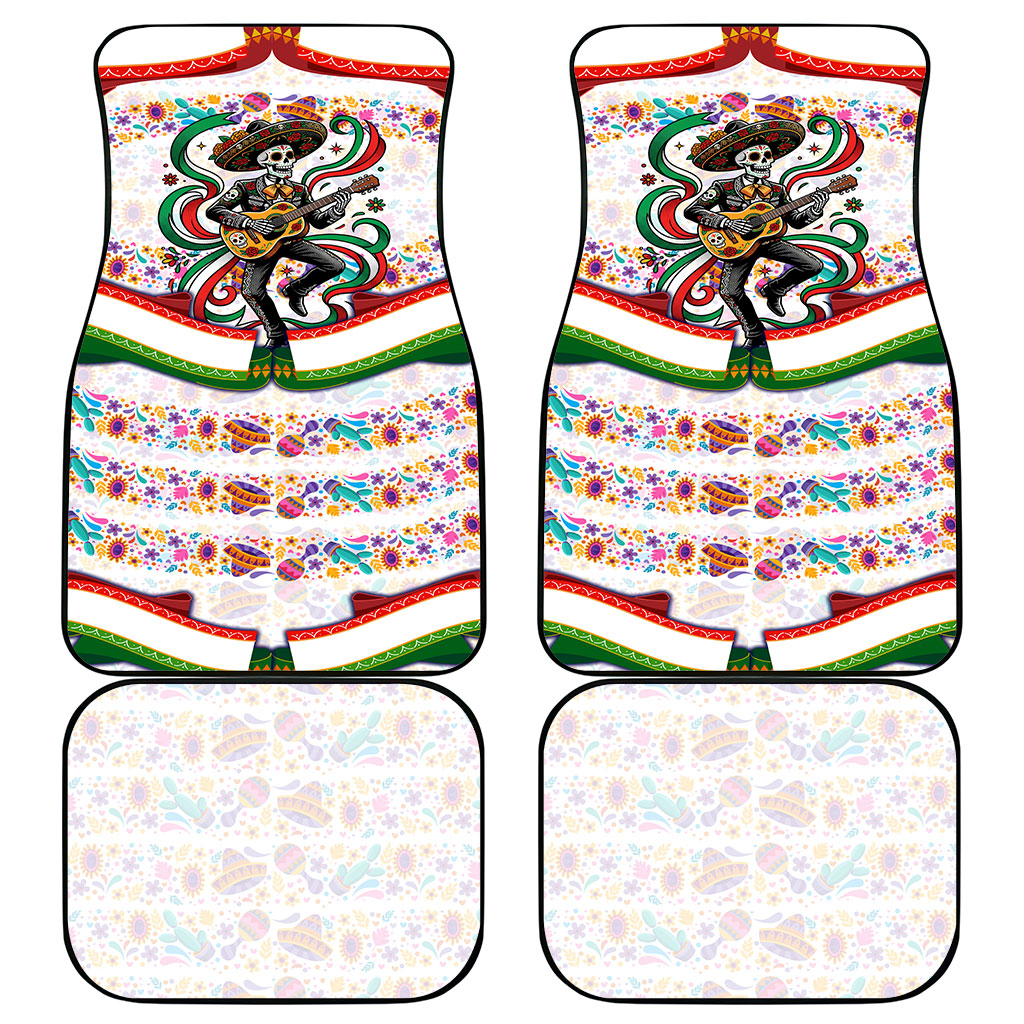 Cinco De Mayo Sugar Skull Mariachi Car Mats Mexican Fiesta Floral Skeleton Guitar Folk Art