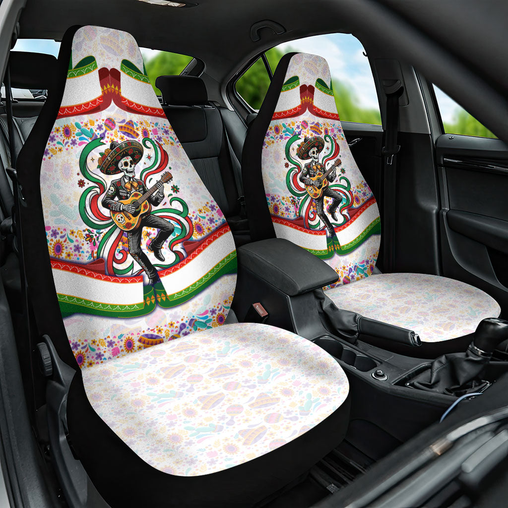 Cinco De Mayo Sugar Skull Mariachi Car Seat Cover Mexican Fiesta Floral Skeleton Guitar Folk Art