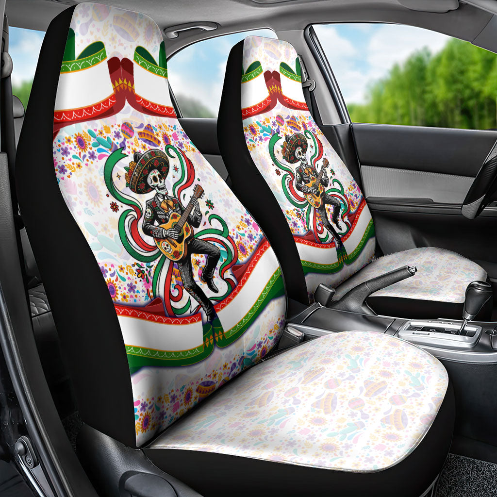 Cinco De Mayo Sugar Skull Mariachi Car Seat Cover Mexican Fiesta Floral Skeleton Guitar Folk Art