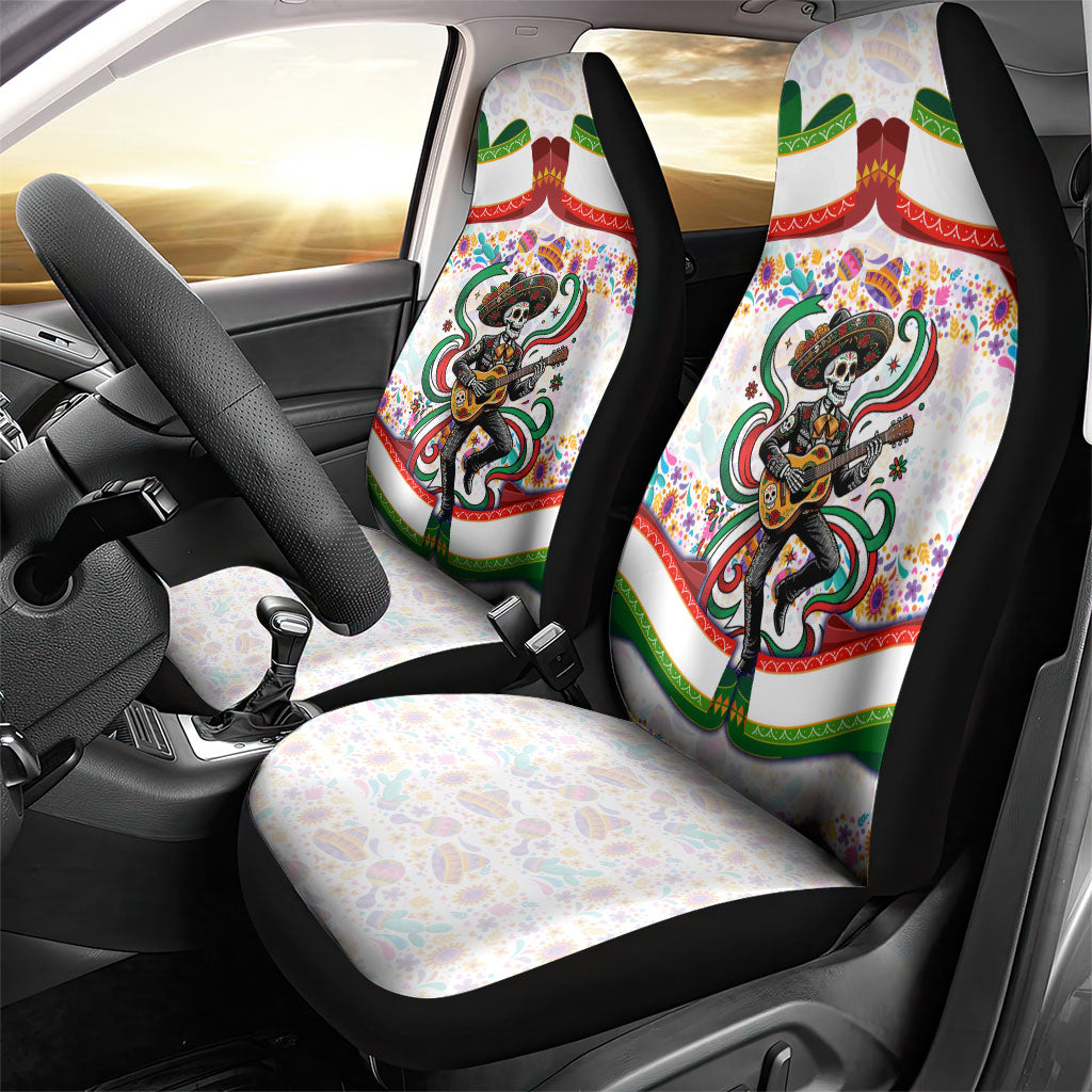 Cinco De Mayo Sugar Skull Mariachi Car Seat Cover Mexican Fiesta Floral Skeleton Guitar Folk Art