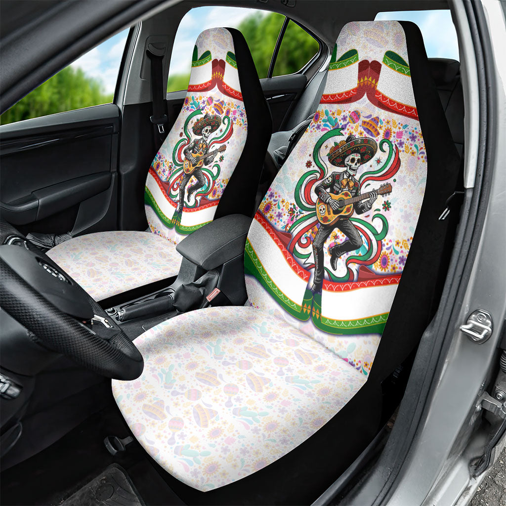 Cinco De Mayo Sugar Skull Mariachi Car Seat Cover Mexican Fiesta Floral Skeleton Guitar Folk Art
