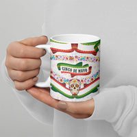 Cinco De Mayo Sugar Skull Mariachi Ceramic Mug Mexican Fiesta Floral Skeleton Guitar Folk Art