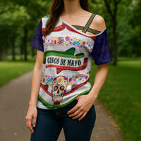 Cinco De Mayo Sugar Skull Mariachi Cross Shoulder Shirt Mexican Fiesta Floral Skeleton Guitar Folk Art