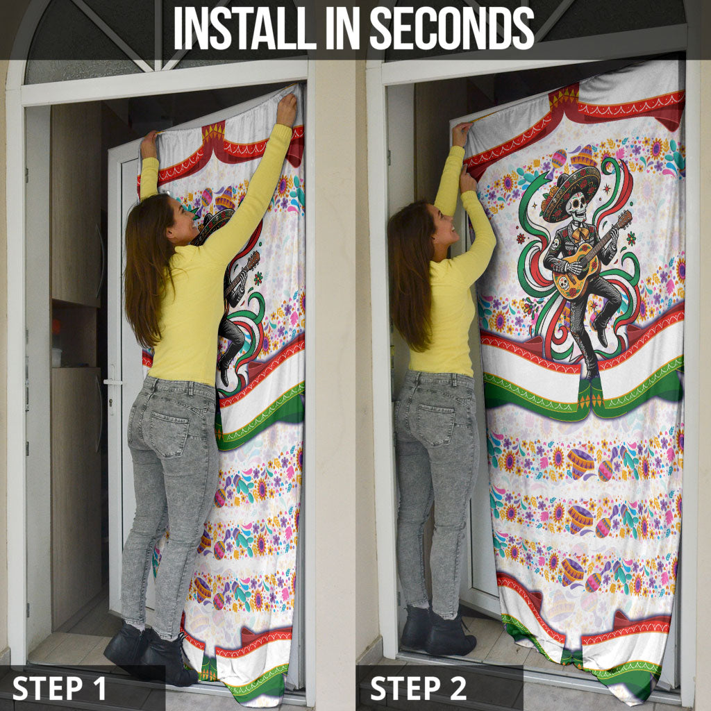 Cinco De Mayo Sugar Skull Mariachi Door Cover Mexican Fiesta Floral Skeleton Guitar Folk Art