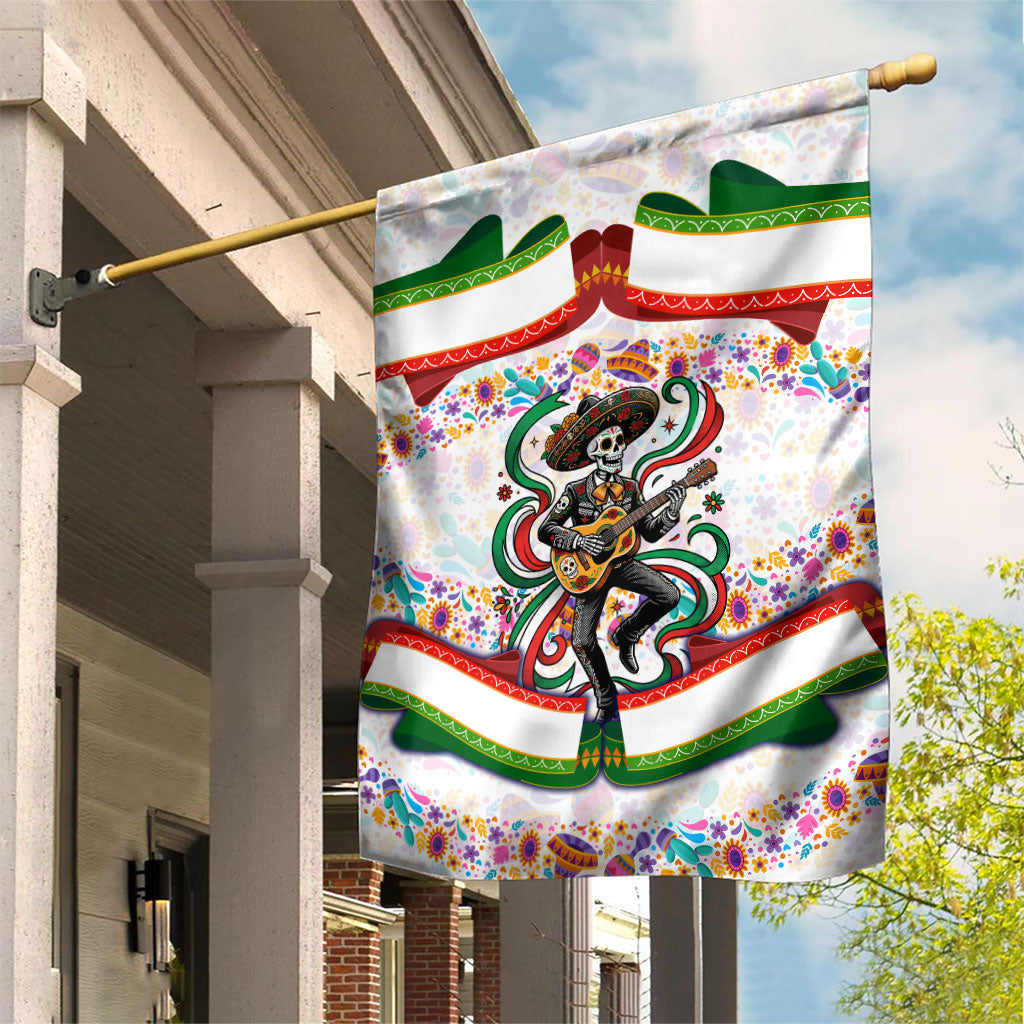Cinco De Mayo Sugar Skull Mariachi Garden Flag Mexican Fiesta Floral Skeleton Guitar Folk Art