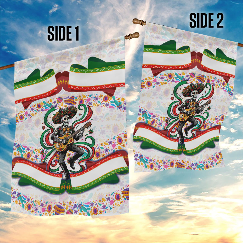 Cinco De Mayo Sugar Skull Mariachi Garden Flag Mexican Fiesta Floral Skeleton Guitar Folk Art