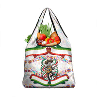 Cinco De Mayo Sugar Skull Mariachi Grocery Bag Mexican Fiesta Floral Skeleton Guitar Folk Art