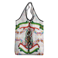 Cinco De Mayo Sugar Skull Mariachi Grocery Bag Mexican Fiesta Floral Skeleton Guitar Folk Art