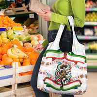 Cinco De Mayo Sugar Skull Mariachi Grocery Bag Mexican Fiesta Floral Skeleton Guitar Folk Art