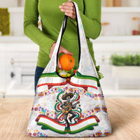 Cinco De Mayo Sugar Skull Mariachi Grocery Bag Mexican Fiesta Floral Skeleton Guitar Folk Art