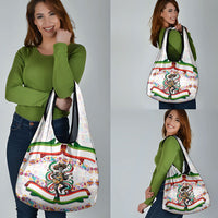 Cinco De Mayo Sugar Skull Mariachi Grocery Bag Mexican Fiesta Floral Skeleton Guitar Folk Art