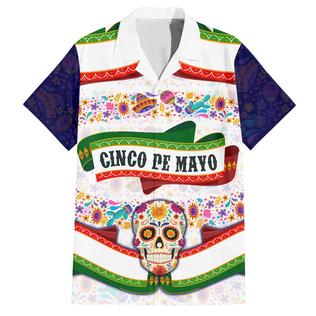 Cinco De Mayo Sugar Skull Mariachi Hawaiian Shirt Mexican Fiesta Floral Skeleton Guitar Folk Art