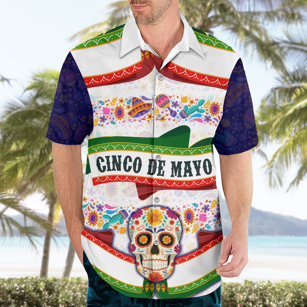 Cinco De Mayo Sugar Skull Mariachi Hawaiian Shirt Mexican Fiesta Floral Skeleton Guitar Folk Art