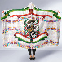 Cinco De Mayo Sugar Skull Mariachi Hooded Blanket Mexican Fiesta Floral Skeleton Guitar Folk Art