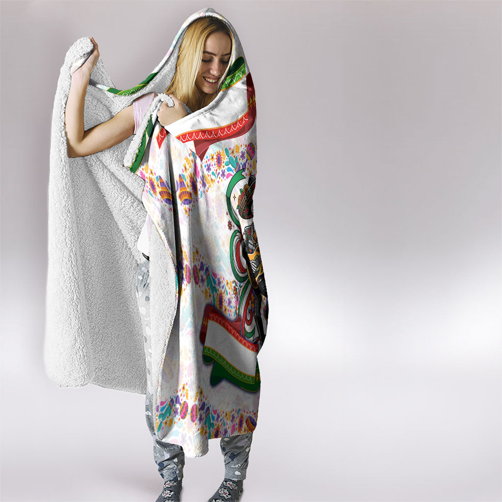 Cinco De Mayo Sugar Skull Mariachi Hooded Blanket Mexican Fiesta Floral Skeleton Guitar Folk Art