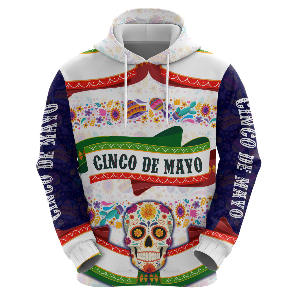 Cinco De Mayo Sugar Skull Mariachi Hoodie Mexican Fiesta Floral Skeleton Guitar Folk Art