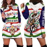 Cinco De Mayo Sugar Skull Mariachi Hoodie Dress Mexican Fiesta Floral Skeleton Guitar Folk Art