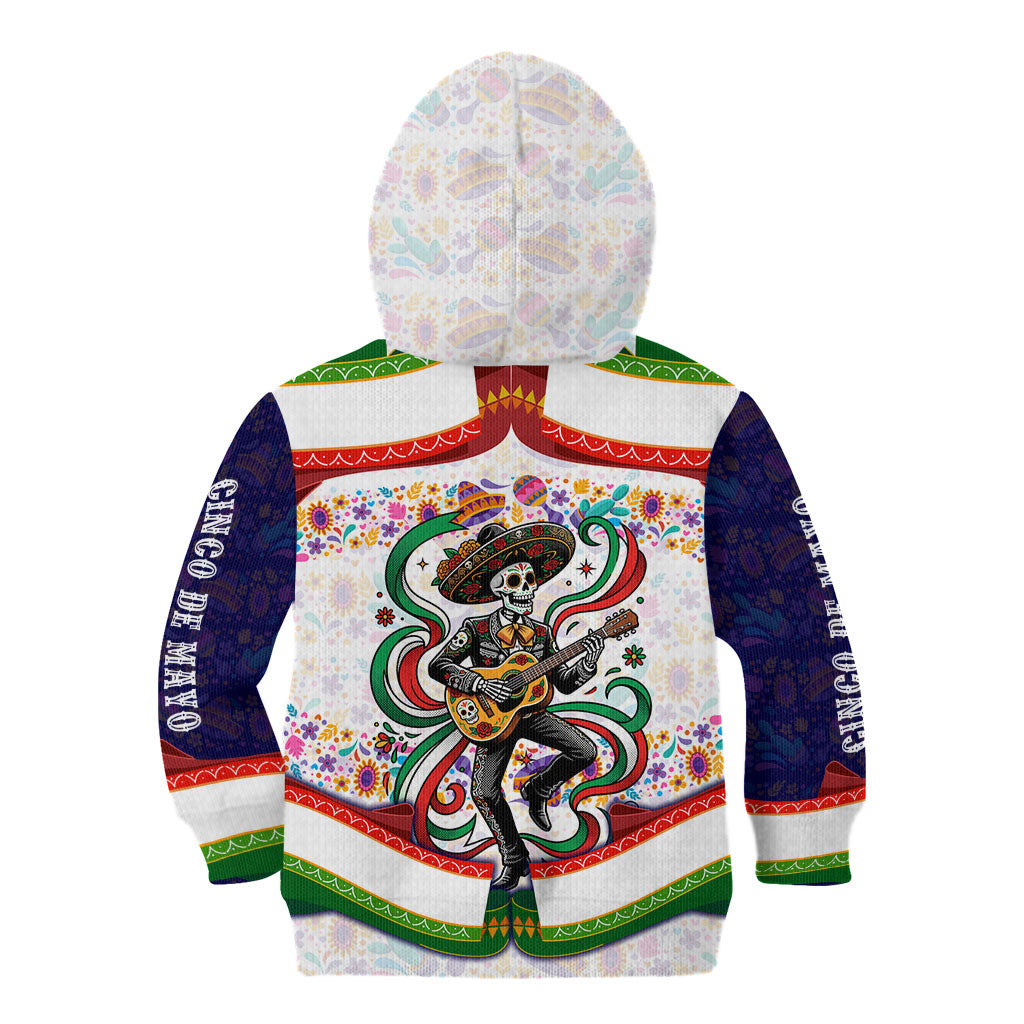 Cinco De Mayo Sugar Skull Mariachi Kid Hoodie Mexican Fiesta Floral Skeleton Guitar Folk Art