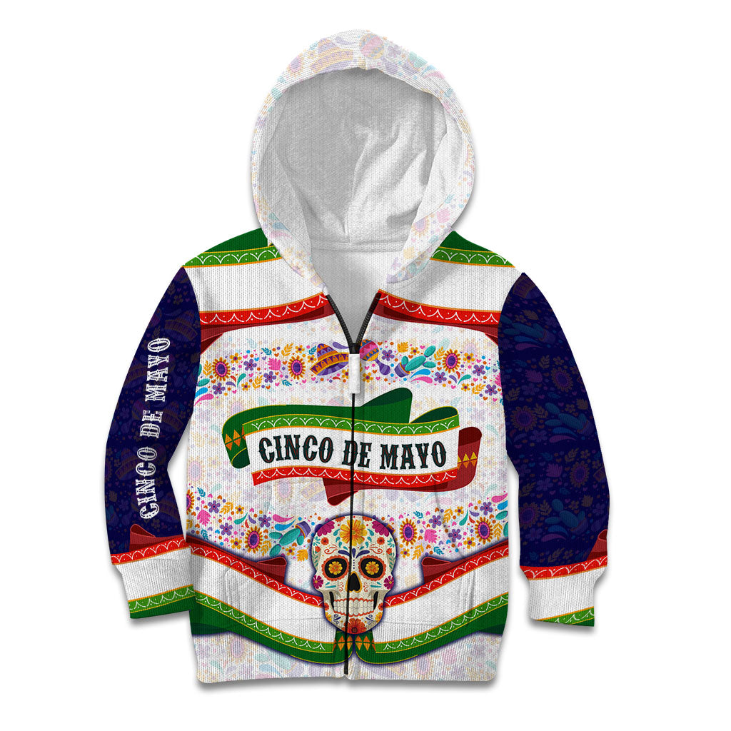 Cinco De Mayo Sugar Skull Mariachi Kid Hoodie Mexican Fiesta Floral Skeleton Guitar Folk Art