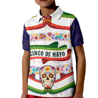 Cinco De Mayo Sugar Skull Mariachi Kid Polo Shirt Mexican Fiesta Floral Skeleton Guitar Folk Art