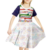 Cinco De Mayo Sugar Skull Mariachi Kid Short Sleeve Dress Mexican Fiesta Floral Skeleton Guitar Folk Art