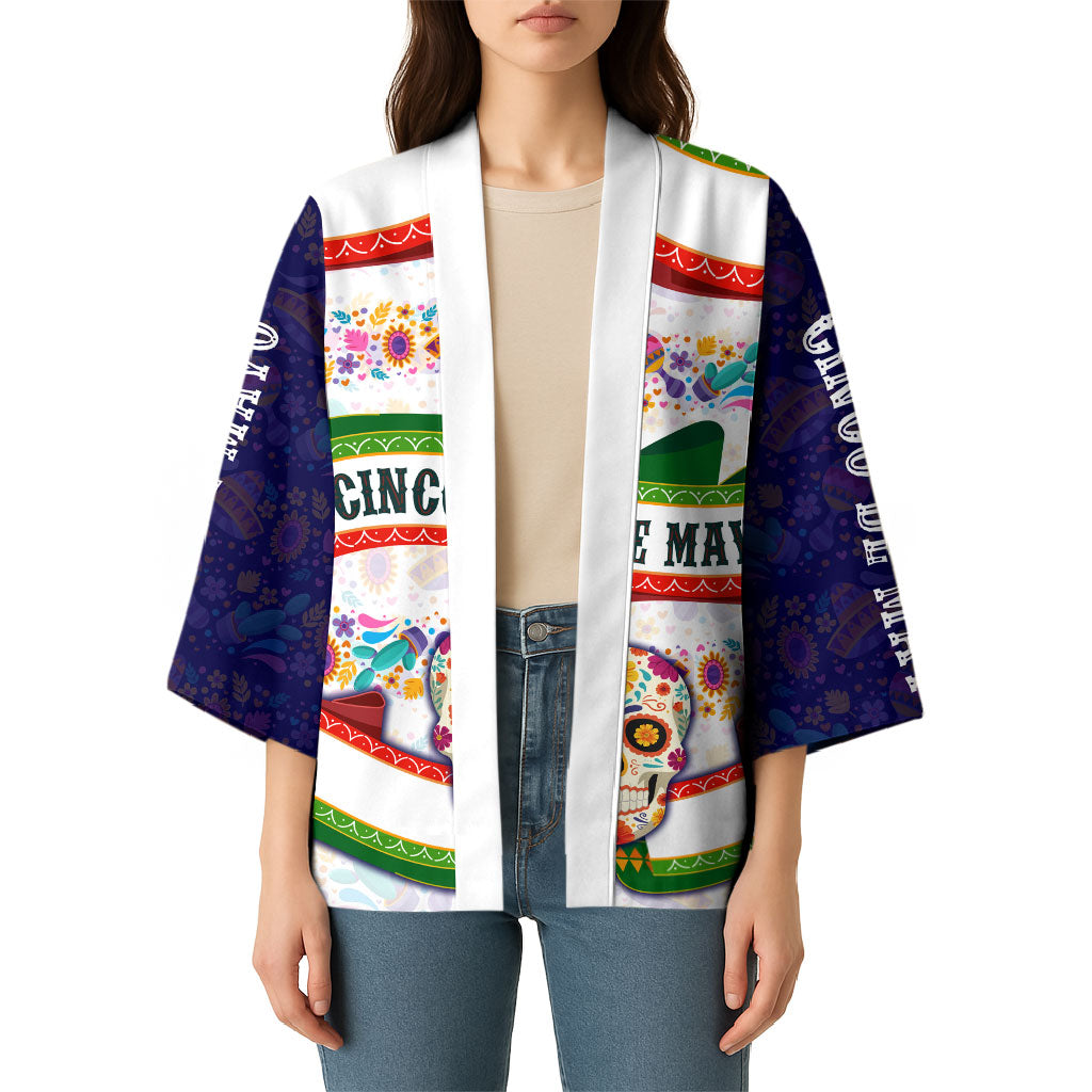 Cinco De Mayo Sugar Skull Mariachi Kimono Mexican Fiesta Floral Skeleton Guitar Folk Art