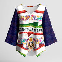 Cinco De Mayo Sugar Skull Mariachi Kimono Sleeve Blouse Mexican Fiesta Floral Skeleton Guitar Folk Art