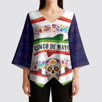 Cinco De Mayo Sugar Skull Mariachi Kimono Sleeve Blouse Mexican Fiesta Floral Skeleton Guitar Folk Art