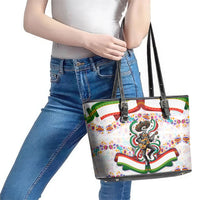 Cinco De Mayo Sugar Skull Mariachi Leather Tote Bag Mexican Fiesta Floral Skeleton Guitar Folk Art