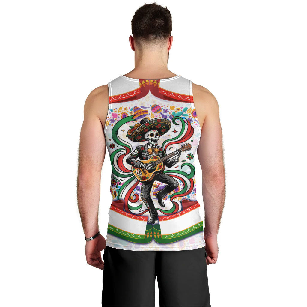 Cinco De Mayo Sugar Skull Mariachi Men Tank Top Mexican Fiesta Floral Skeleton Guitar Folk Art