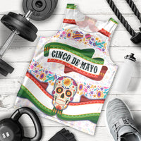 Cinco De Mayo Sugar Skull Mariachi Men Tank Top Mexican Fiesta Floral Skeleton Guitar Folk Art