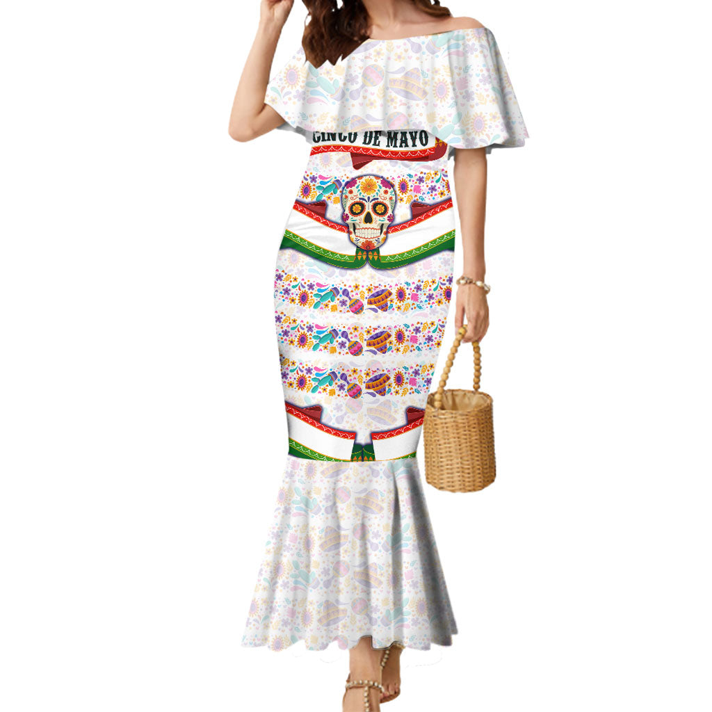 Cinco De Mayo Sugar Skull Mariachi Mermaid Dress Mexican Fiesta Floral Skeleton Guitar Folk Art