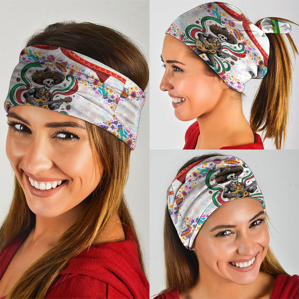 Cinco De Mayo Sugar Skull Mariachi Neck Gaiter Mexican Fiesta Floral Skeleton Guitar Folk Art