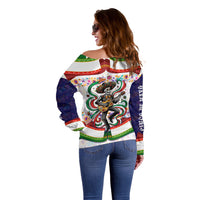 Cinco De Mayo Sugar Skull Mariachi Off Shoulder Sweater Mexican Fiesta Floral Skeleton Guitar Folk Art