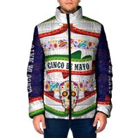 Cinco De Mayo Sugar Skull Mariachi Padded Jacket Mexican Fiesta Floral Skeleton Guitar Folk Art
