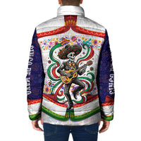 Cinco De Mayo Sugar Skull Mariachi Padded Jacket Mexican Fiesta Floral Skeleton Guitar Folk Art