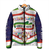 Cinco De Mayo Sugar Skull Mariachi Padded Jacket Mexican Fiesta Floral Skeleton Guitar Folk Art