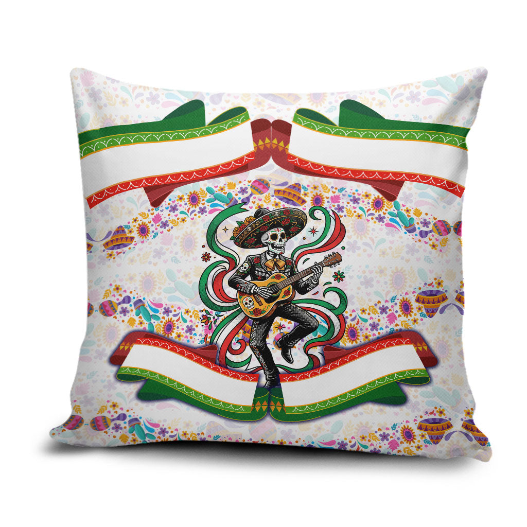 Cinco De Mayo Sugar Skull Mariachi Pillow Cover Mexican Fiesta Floral Skeleton Guitar Folk Art