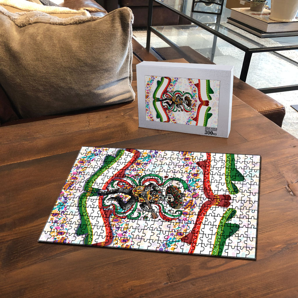 Cinco De Mayo Sugar Skull Mariachi Puzzle Mexican Fiesta Floral Skeleton Guitar Folk Art